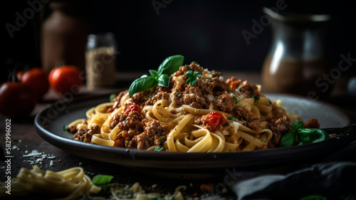 Robust Bolognese Pasta with a Medley of Herbs and Spices