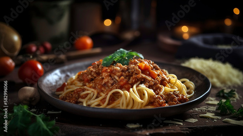 Savory Italian Bolognese Pasta with a Touch of Garlic and Onion