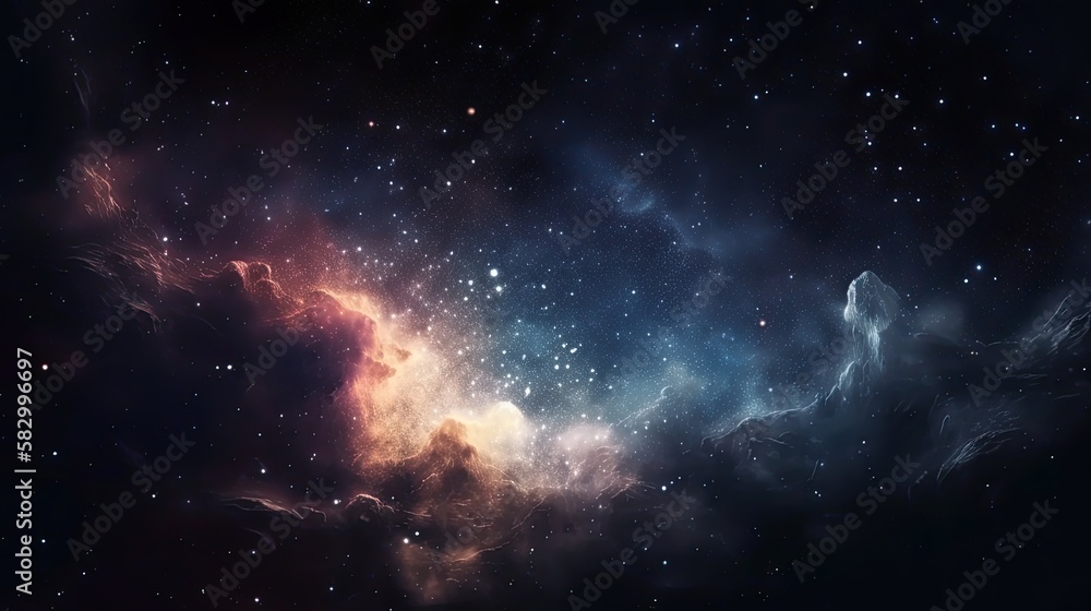 Fototapeta premium Stars in deep space surrounded by a nebula. Generative AI