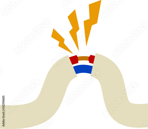 Damaged cable with red wire.