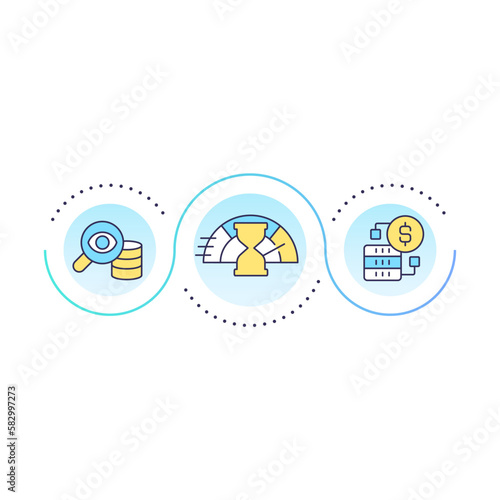 Fast data processing loop concept icon. Digital repository. Information analytics and monitoring abstract idea thin line illustration. Isolated outline drawing. Editable stroke. Arial font used