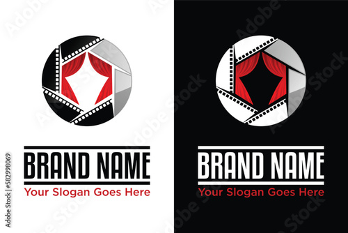 creative photobooth camera and film illustration logo design