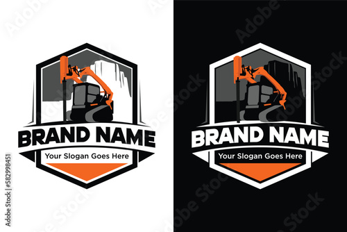 emblem Hydraulic Hammer Breaker illustration logo design