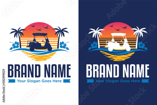 Buggy golf car illustration logo design