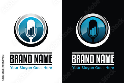 modern simple business podcast illustration logo design