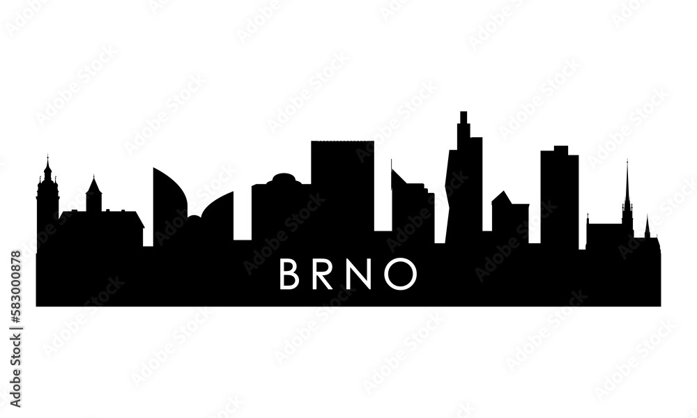 Brno skyline silhouette. Black Brno city design isolated on white background.