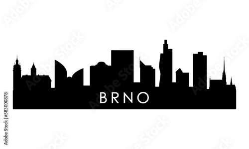 Brno skyline silhouette. Black Brno city design isolated on white background.