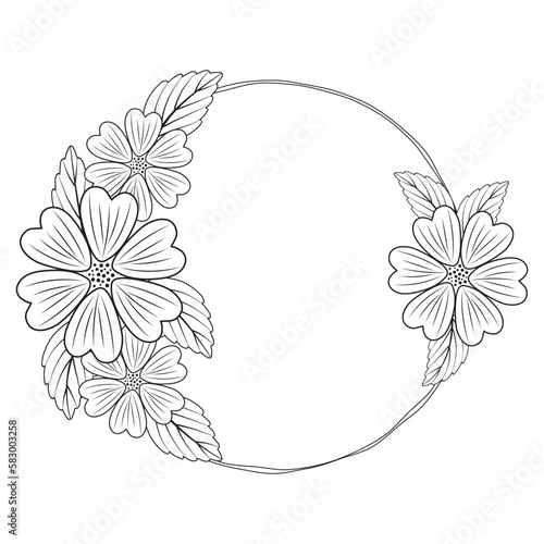 hand drawn doodle flower bouquet  Wreath flower frame  Cute doodle brush Round floral wreaths frame design elements for logo wedding  poster  funeral  invitation  banner  greeting card Vector art 