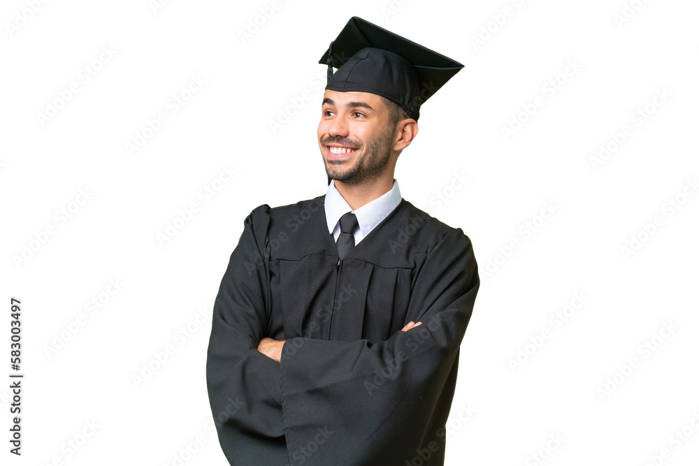 Young university graduate man over isolated background happy and smiling Young university graduate man over isolated background happy and smiling