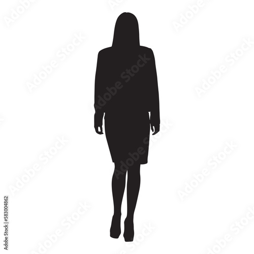 Woman walking front view silhouette.