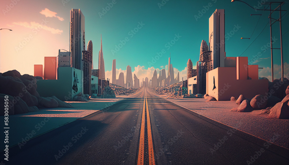 AI-generated road illustration