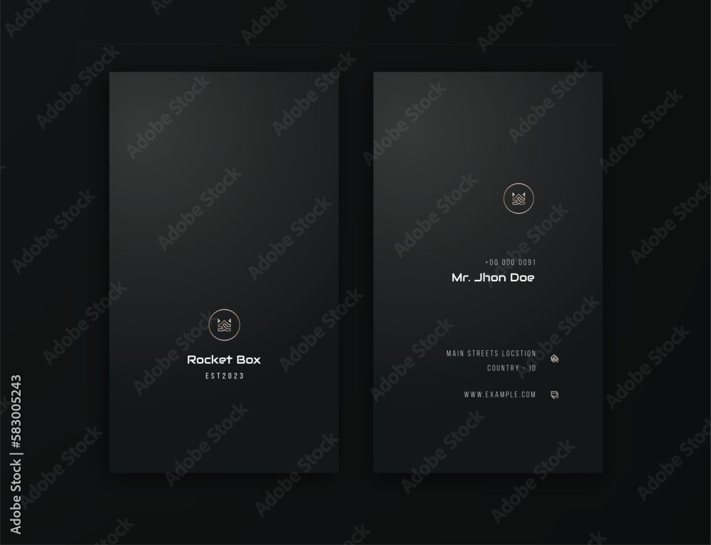 Simple elegant Black And White Vertical Business Card editable template ...
