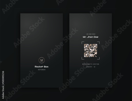 Simple elegant Black And White Vertical Business Card editable template