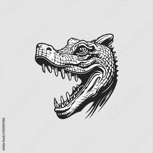 cartoon crocodile head vector icon on gray background  crocodile head icon for a logo or t-shirt