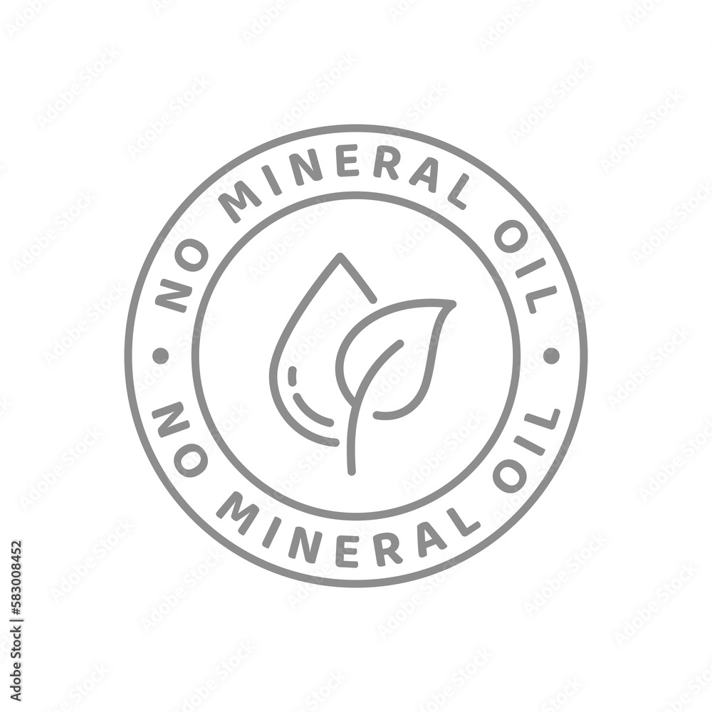 No mineral oil product vector label. Cosmetics, skin care line badge. No mineral oil product vector label. Cosmetics, skin care line badge.
