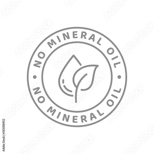 No mineral oil product vector label. Cosmetics, skin care line badge.