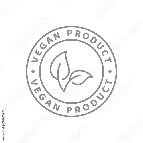 Vegan product line vector label. Packaging symbol for food or cosmetics.