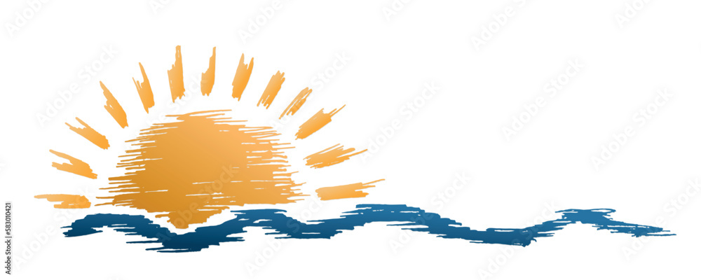 Obraz premium Sun and Blue Wave Symbol. 