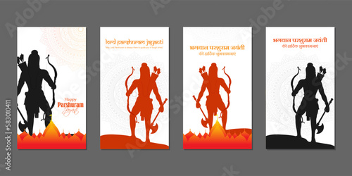 Vector illustration of Happy Lord Parshuram Jayanti social media story feed set mockup template