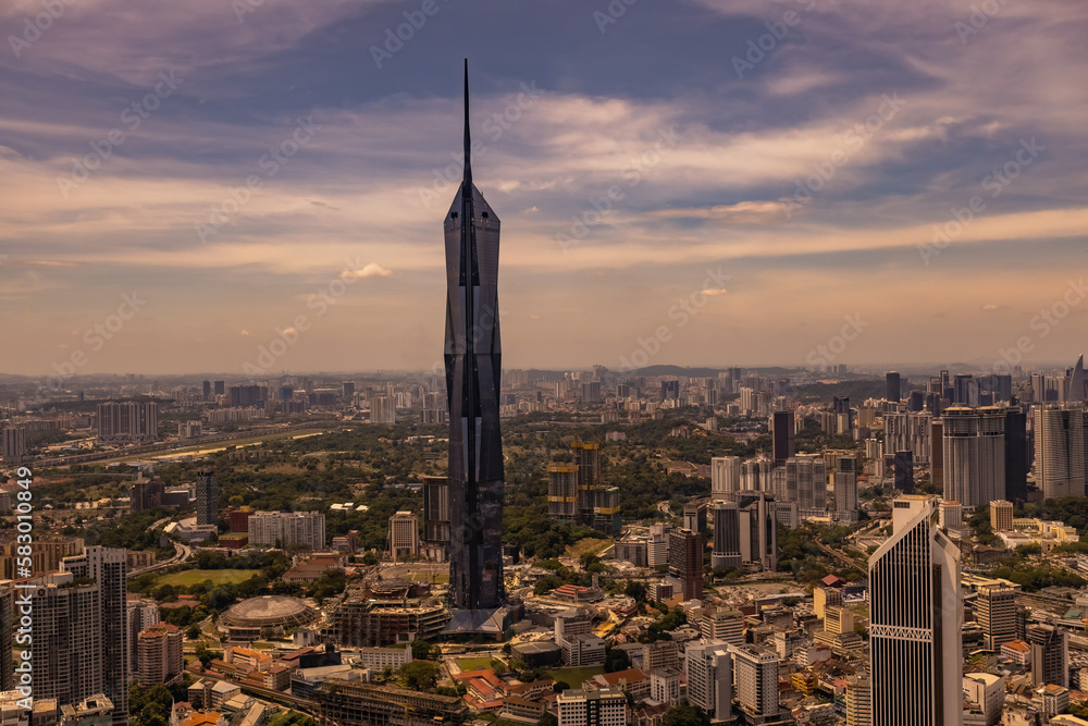 view-of-merdeka-118-tower-from-kuala-lumpur-menara-tower-malaysia-stock