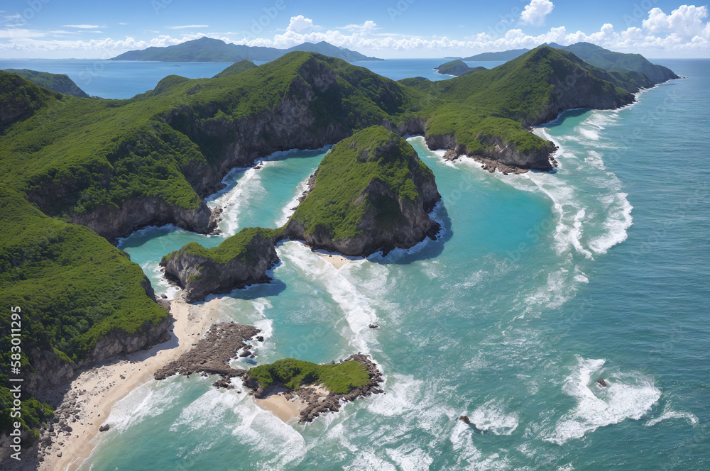 Fototapeta premium beach, sea, landscape, water, island, coast, bay