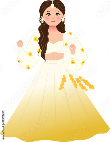 indian bride to be cute bride on haldi ceremony in traditional outfit cute haldi bride