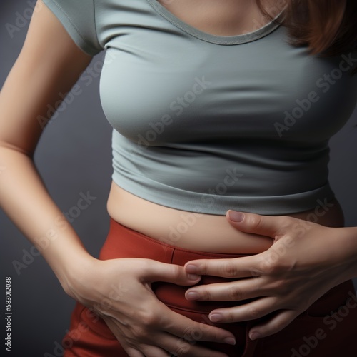 Wallpaper Mural woman holding her belly, generative ai Torontodigital.ca