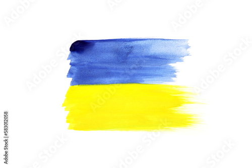 Flag of ukraine yellow and blue with watercolors isolated on white