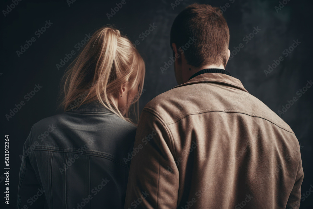 A couple's relationship and relationship problems. Back view. Generative AI A couple's relationship and relationship problems. Back view. Generative AI