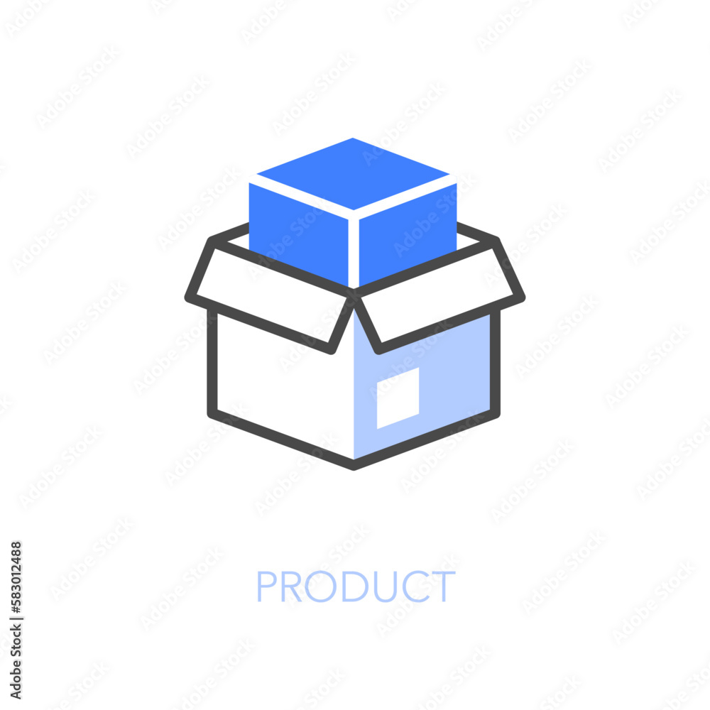 Produkt Icon Simple visualised product icon symbol with an opened box and a product ...