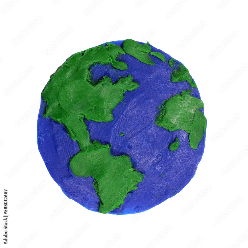 Fototapeta premium Plasticine planet earth isolated on white