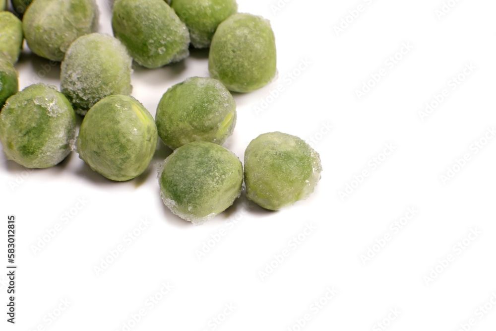 Frozen green pea macro closeup isolated on white Frozen green pea macro closeup isolated on white