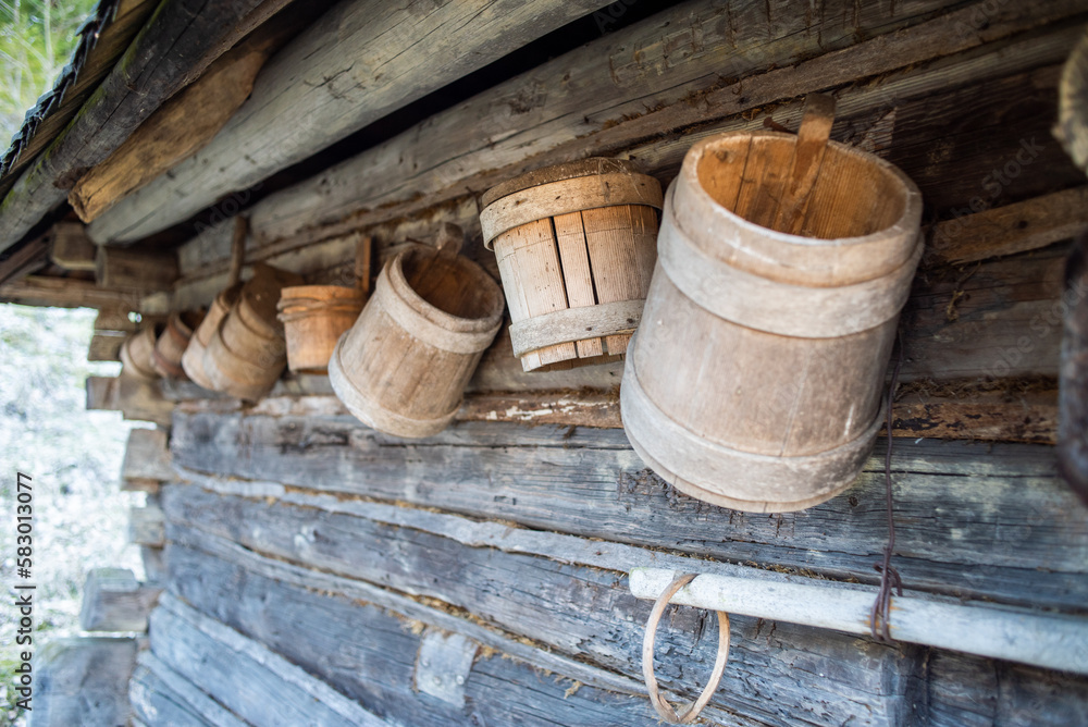 old wooden traditional ethnic house. architecture elements old wooden traditional ethnic house. architecture elements