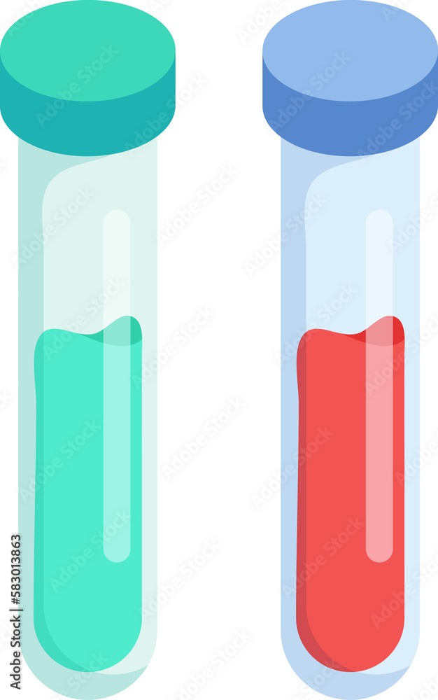 Test tube and rapid test with blood sample for testing COVID19, two
