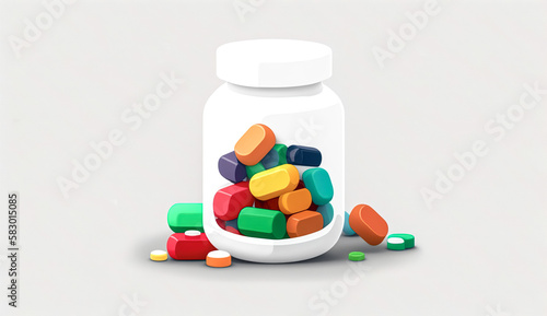 A jar of pills, vitamins or medicine, generative AI.