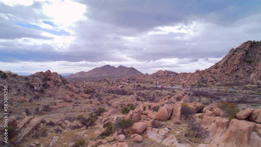 Aerial view of beutifule place Arizona rocks. Rest area on highway in deserts spot in USA Arizona Aerial view of beutifule place Arizona rocks. Rest area on highway in deserts spot in USA Arizona