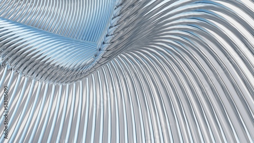 Abstract metallic curve waves background 3d render