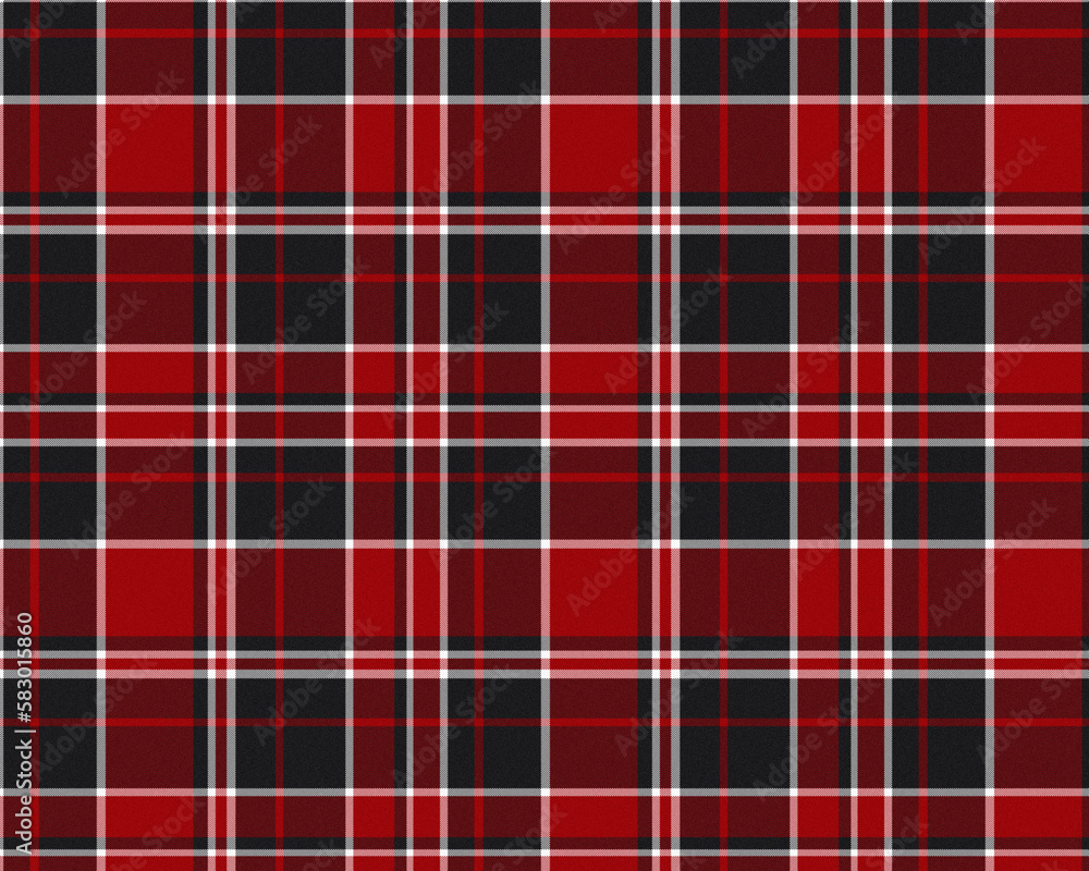 An eye-catching red, black, white plaid pattern. An eye-catching red, black, white plaid pattern.