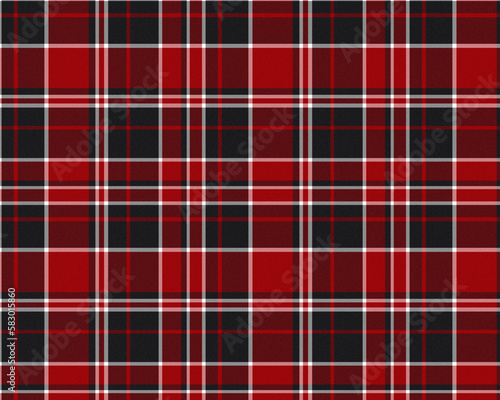 An eye-catching red, black, white plaid pattern.