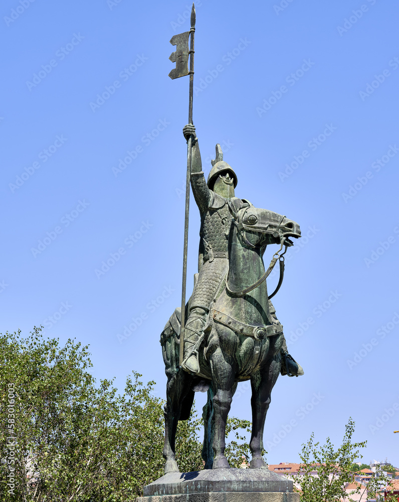 Statue of Vímara Peres, a ninth-century nobleman who served as the first Count of Portugal, Porto, Portugal.