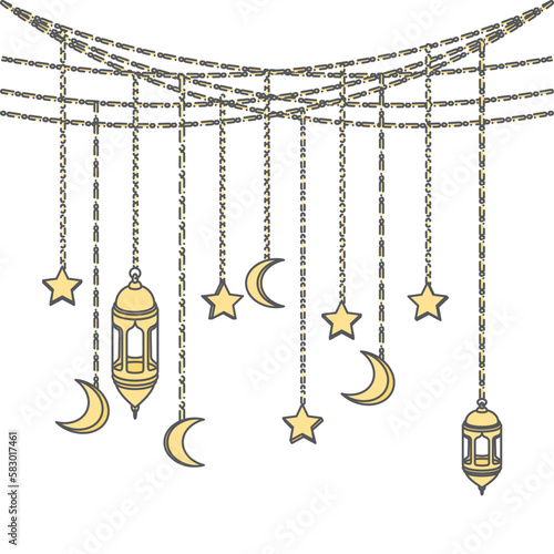 Ramadan Lantern Light Chain Decoration Curtain Lamp