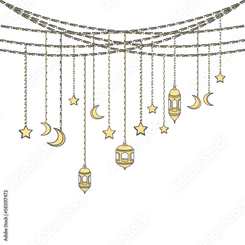 Ramadan Lantern Light Chain Decoration Curtain Lamp