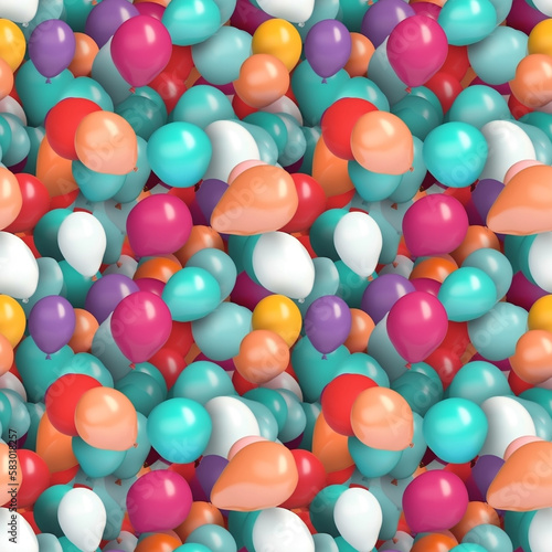 Seamless colourful birthday party celebration balloon pattern background design.