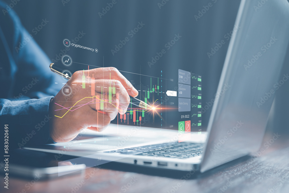 Investors are analysis growth charts and investing in stock market. Planning and strategy stock market trader or businesswoman online working in home. Finance digital data and technology concept. Investors are analysis growth charts and investing in stock market. Planning and strategy stock market trader or businesswoman online working in home. Finance digital data and technology concept.