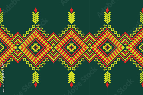 Ethnic fabric pattern Designed from geometric shapes Asian style fabric pattern Used for home decoration work