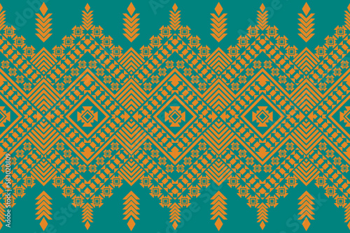Ethnic fabric pattern Designed from geometric shapes Asian style fabric pattern Used for home decoration work