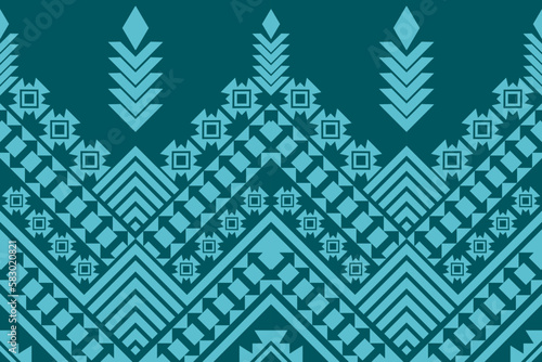 Ethnic fabric pattern Designed from geometric shapes Ethnic Asian style fabric pattern Used for home decoration, carpet work, 