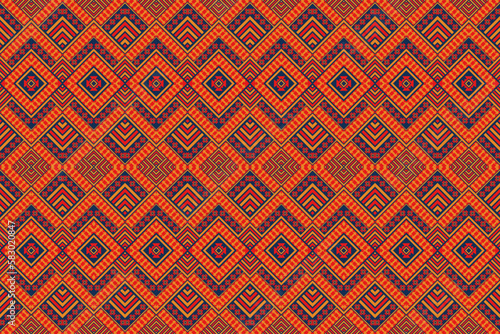Ethnic fabric pattern Designed from geometric shapes Asian style fabric pattern Used for home decoration work