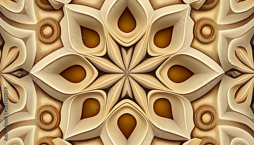 Experience the stunning beauty of a bright white and gold symmetry pattern, evoking a sense of luxury and elegance, Generative AI