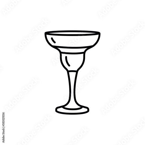 Margarita glass black line icon. Dishware